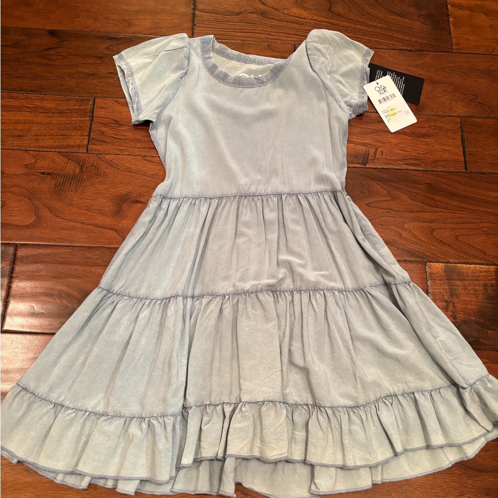 Chaser Light Blue Tiered Kids Dress